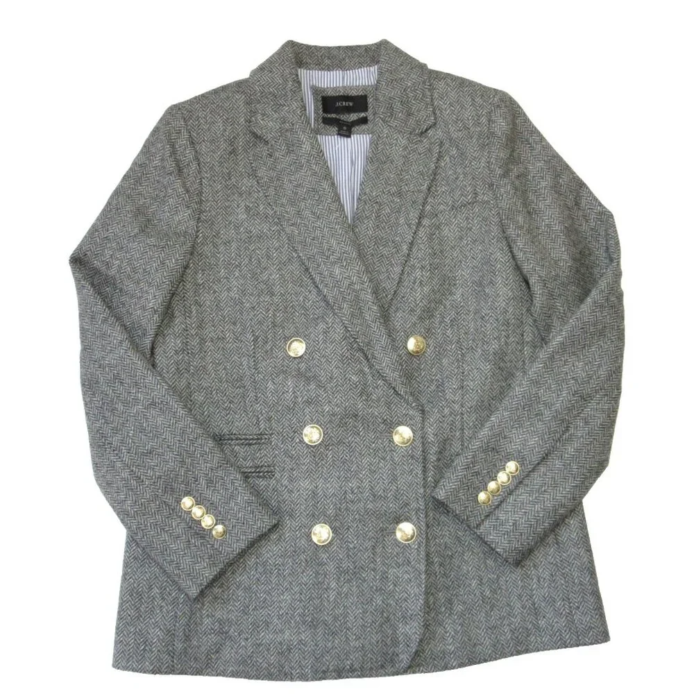 NWT J.Crew Bristol Blazer in Heather Graphite Herringbone Wool Jacket 6